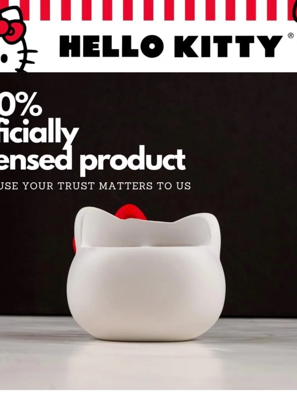Hello Kitty White Toothbrush Holder with Red Bow Wall-Mountable Bath Organizer
